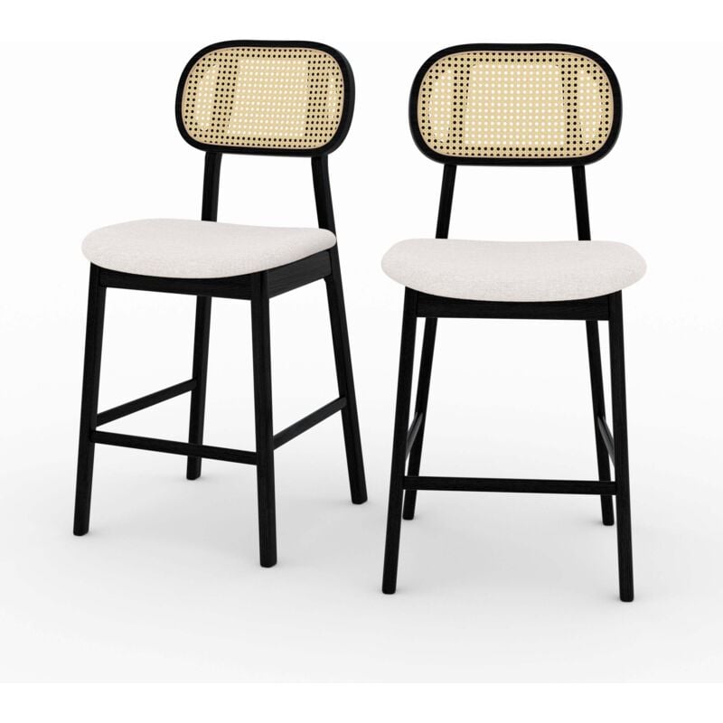 Rendez-vous Déco - Lot de 2 chaises pour îlot central en tissu beige 64,5 cm - maria