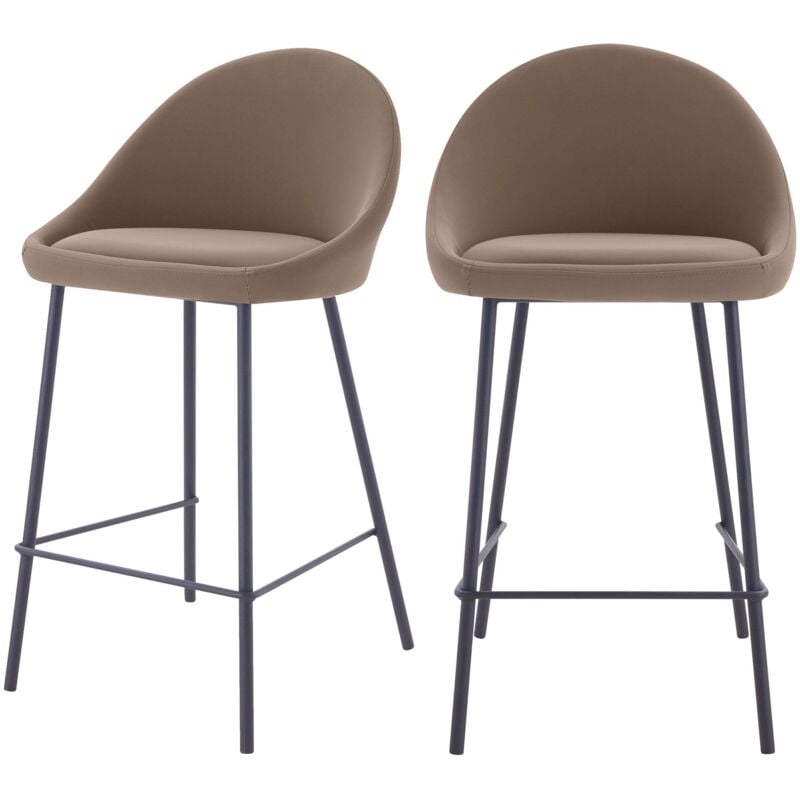 Rendez-vous Déco - Lot de 2 chaises pour îlot central 65 cm en cuir synthétique marron - misty