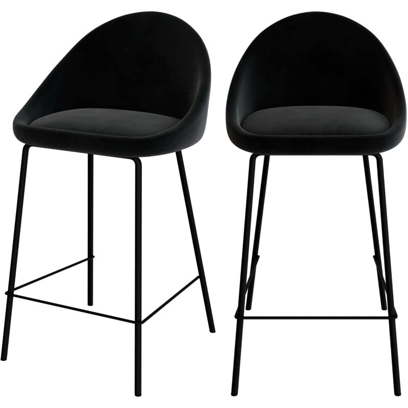Rendez-vous Déco - Lot de 2 chaises pour îlot central 65 cm en velours noir - misty Rendez-vous Déco - Lot de 2 chaises pour îlot central 65 cm en velours noir - misty