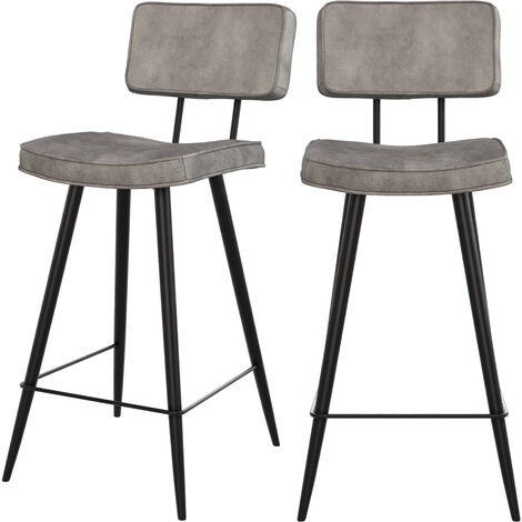 Chaise de bar mi-hauteur Texas grise 65 cm (lot de 2) - Gris