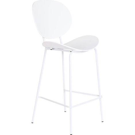 Chaise de bar minimaliste blanche en PP et métal - Blanc pur minimaliste