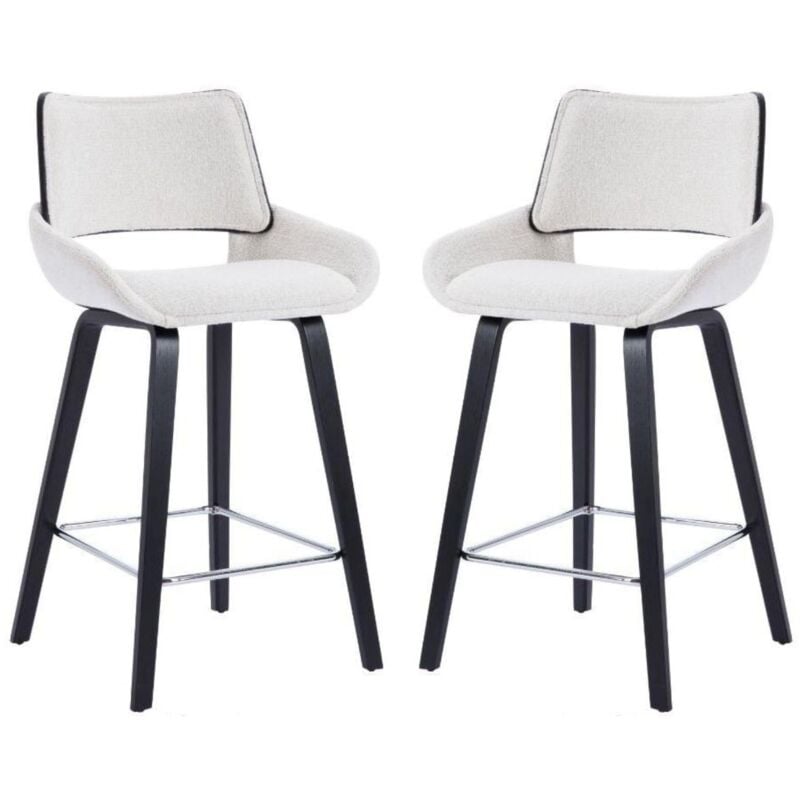 Chaise de Bar Moderne Lot de 2 Chaise Bar en Tissu Chenille Tabourets de Bar avec Pied Bois et Métal, Chaise Haute Cuisine Washon, Kaki