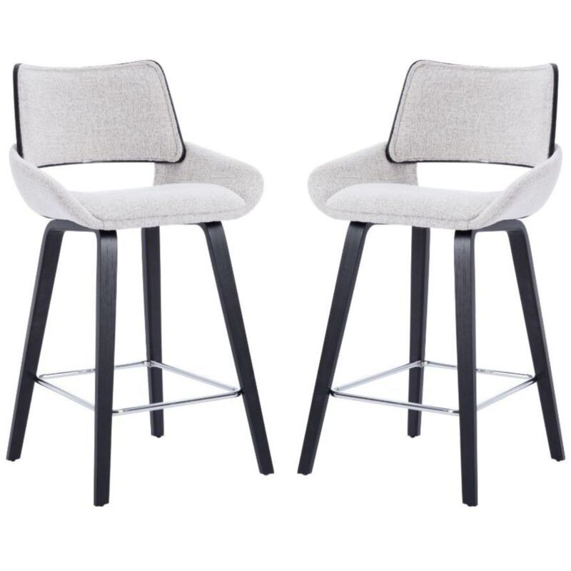 Wahson Chaise de Bar Moderne Lot de 2 Chaise Bar en Tissu Chenille Tabourets de Bar avec Pied Bois et Métal, Gris