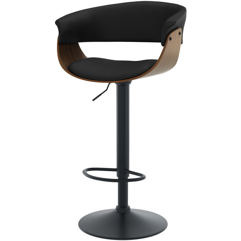 Rendez-vous Déco - Chaise de bar réglable et pivotante 59/81 cm en cuir synthétique noir - basile