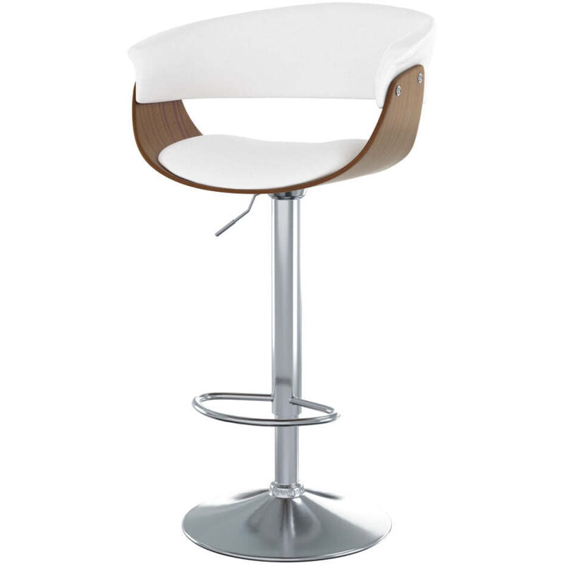 Rendez-vous Déco - Chaise de bar réglable et pivotante 59/81 cm en cuir synthétique blanc - basile