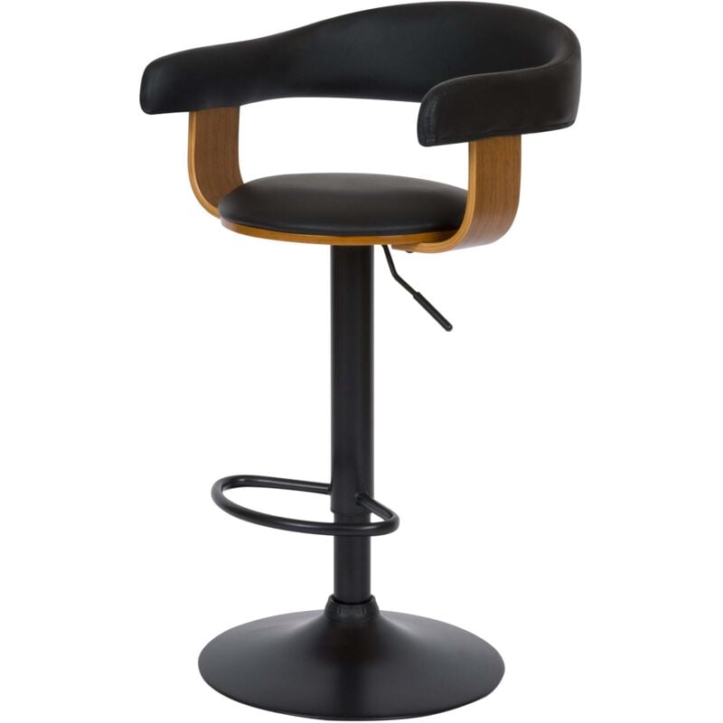 Rendez-vous Déco - Chaise de bar réglable 62/84 cm en cuir synthétique noir - harold
