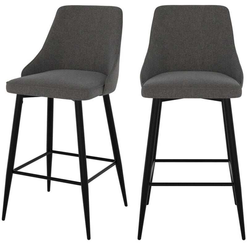 Rendez-vous Déco - Lot de 2 chaises pour îlot central 66,5 cm en tissu gris foncé - pipo