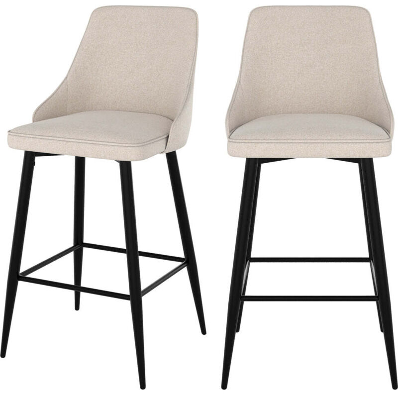 Rendez-vous Déco - Lot de 2 chaises pour îlot central 66,5 cm en tissu beige - pipo