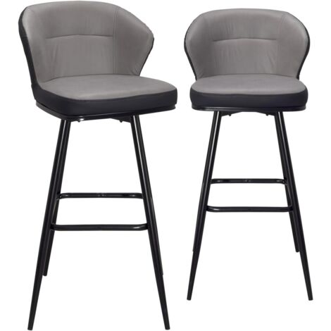 Chaise de bar pivotante rembourrée Dana, tissu technique, hauteur d'assise 72 cm, lot de 2, Dana (gris-noir)