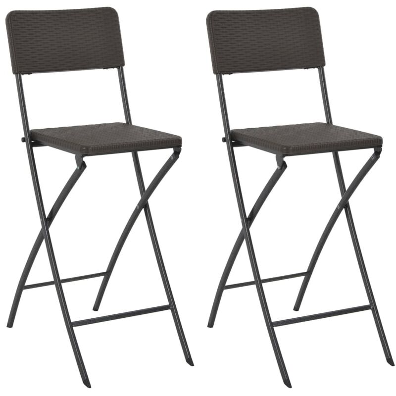 Chaise de bar pliable 2pcs PEHD et acier Marron Aspect de rotin Chaise de bar pliable 2pcs PEHD et acier Marron Aspect de rotin