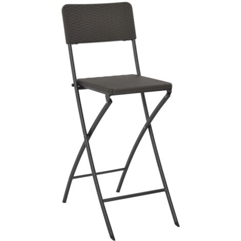 Chaise de bar pliable lot de 2 Chaises d'extérieur PEHD et acier Aspect de rotin