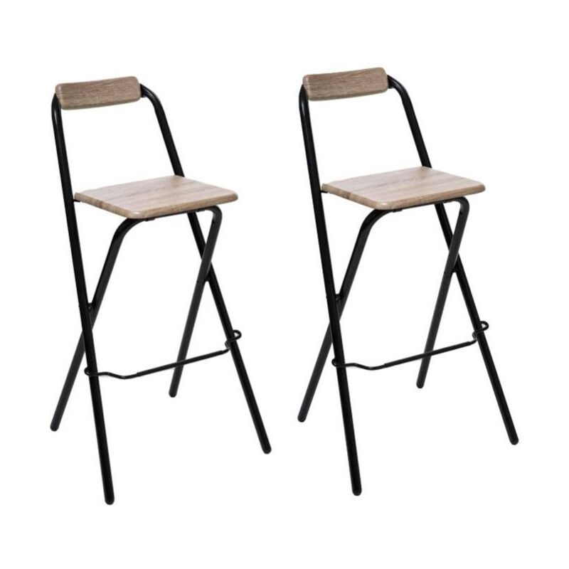 Five Simply Smart - Chaise de bar pliable - Lot de 2 - Noir et beige - Louna - Livraison gratuite