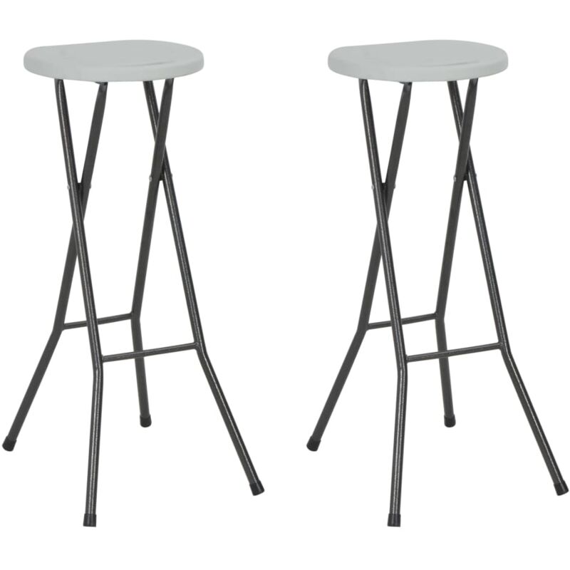 Vidaxl - Tabourets de bar pliables lot de 2 pehd et acier Blanc