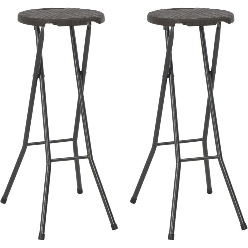 Vidaxl - Tabouret de bar pliable lot de 2 pehd et acier Aspect rotin
