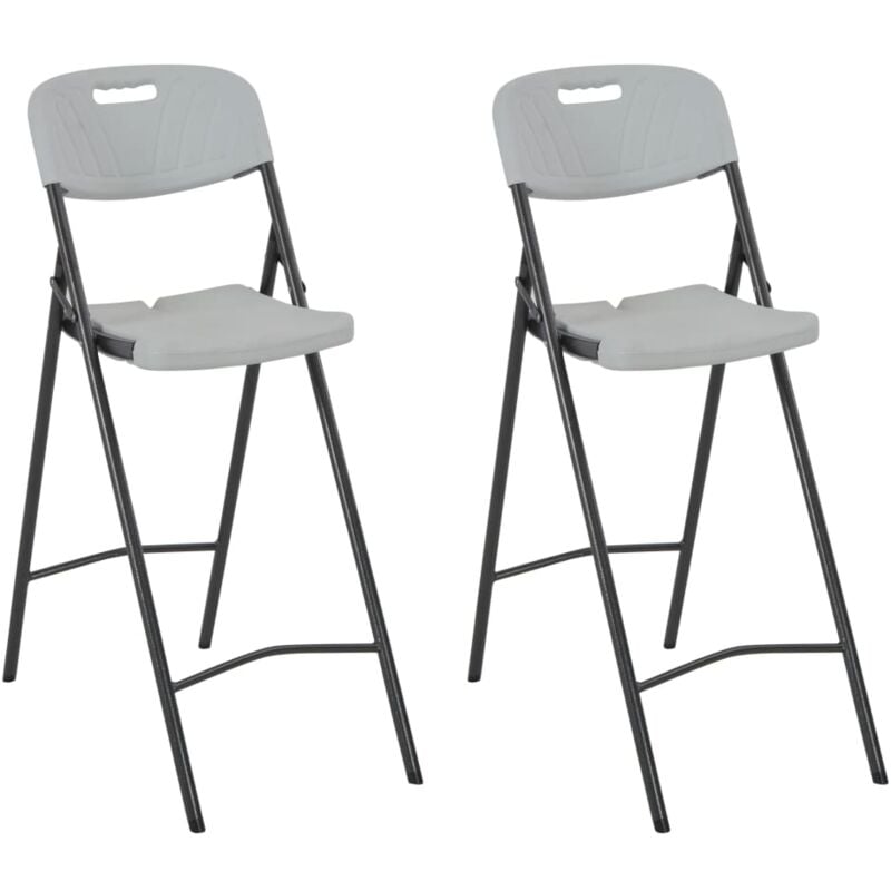 Vidaxl - Chaises de bar pliables 2 pcs pehd et acier Blanc