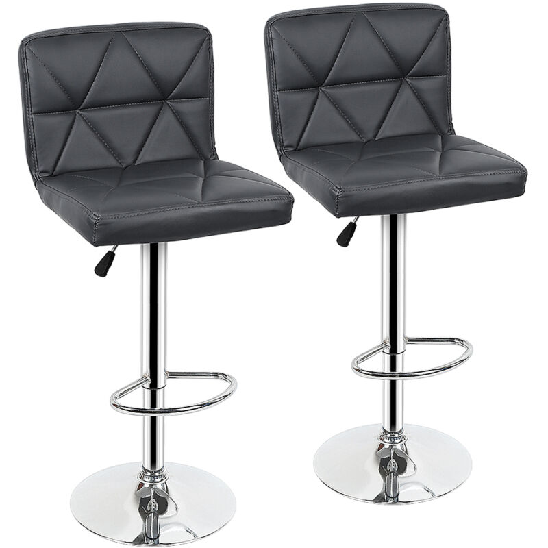 Lot de 2 Chaises de Bar Tabourets de Bar Pivotants avec Dossier Tabourets de Bar Réglable en Cuir PU pour Bar îlot de Cuisine Comptoir gris