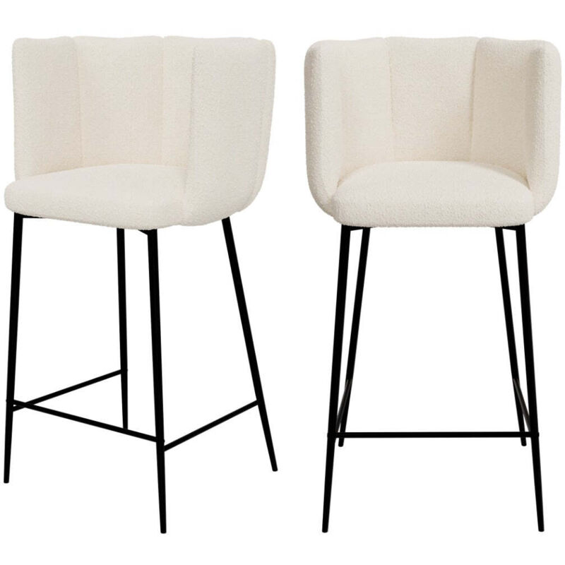 Rendez-vous Déco - Lot de 2 chaises pour îlot central 67 cm en tissu bouclé beige - rosy