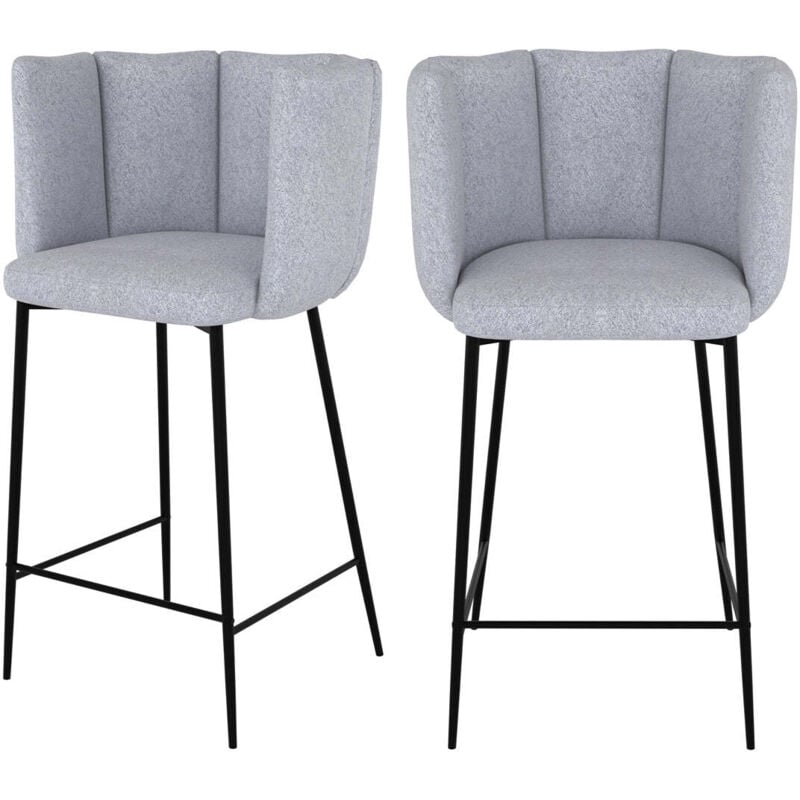 Rendez-vous Déco - Lot de 2 chaises pour îlot central 67 cm en tissu gris clair - rosy