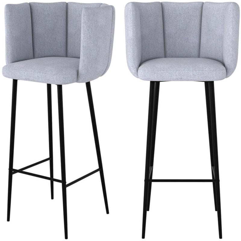 Rendez-vous Déco - Lot de 2 chaises de bar en tissu gris clair 75 cm - rosy