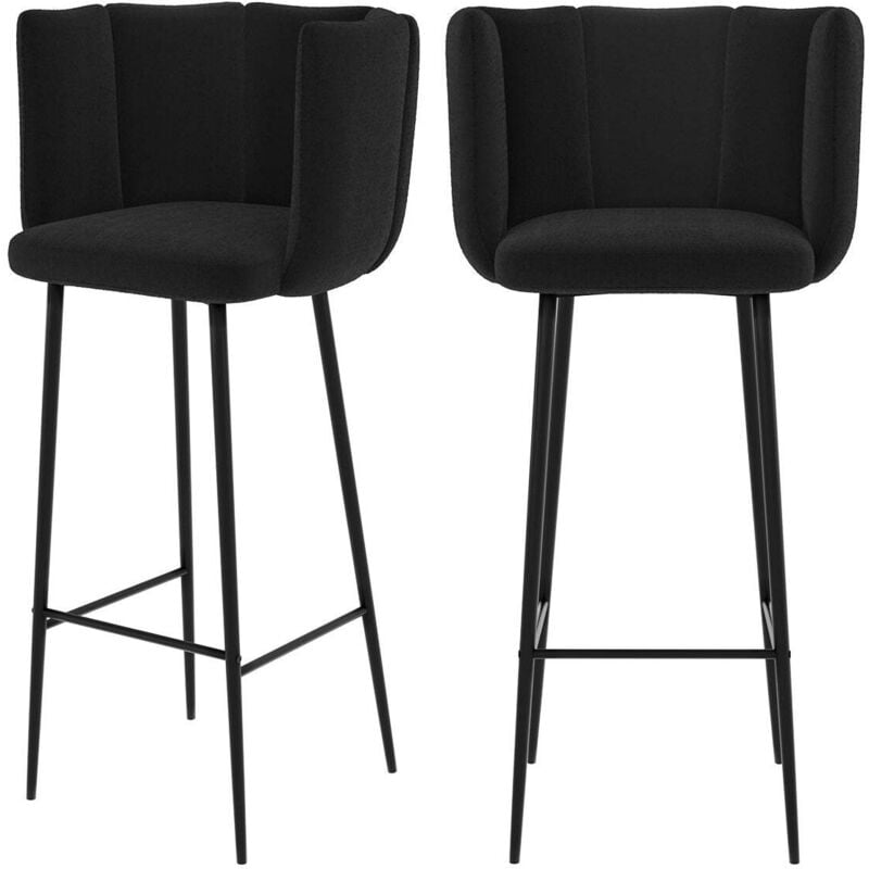 Rendez-vous Déco - Lot de 2 chaises de bar en velours noir 75 cm - rosy
