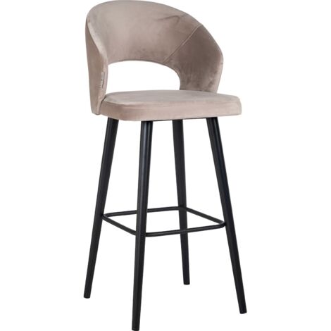 Chaise de bar Savoy - Taupe et pieds noir