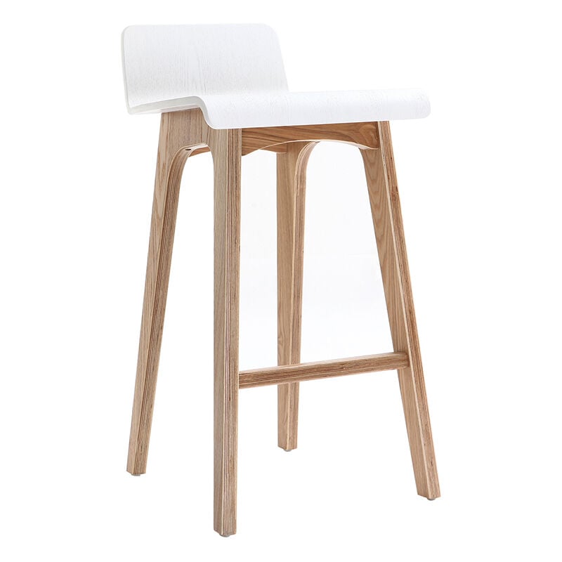 miliboo - chaise de bar scandinave bois et blanc h65 cm baltik - blanc