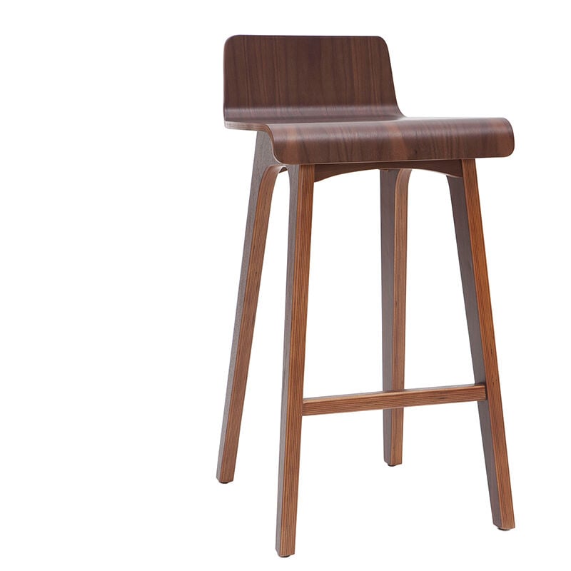 chaise de bar scandinave bois foncé h65 cm baltik - noyer