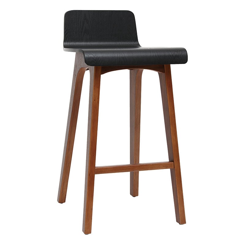 Miliboo - Chaise de bar scandinave noir et bois foncé H65 cm baltik