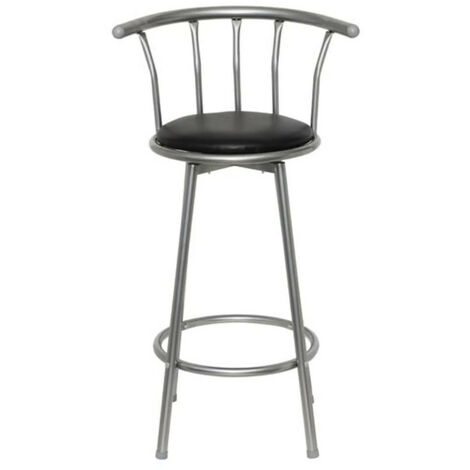 Chaise de bar simili cuir noir et métal gris Luis - Lot de 2