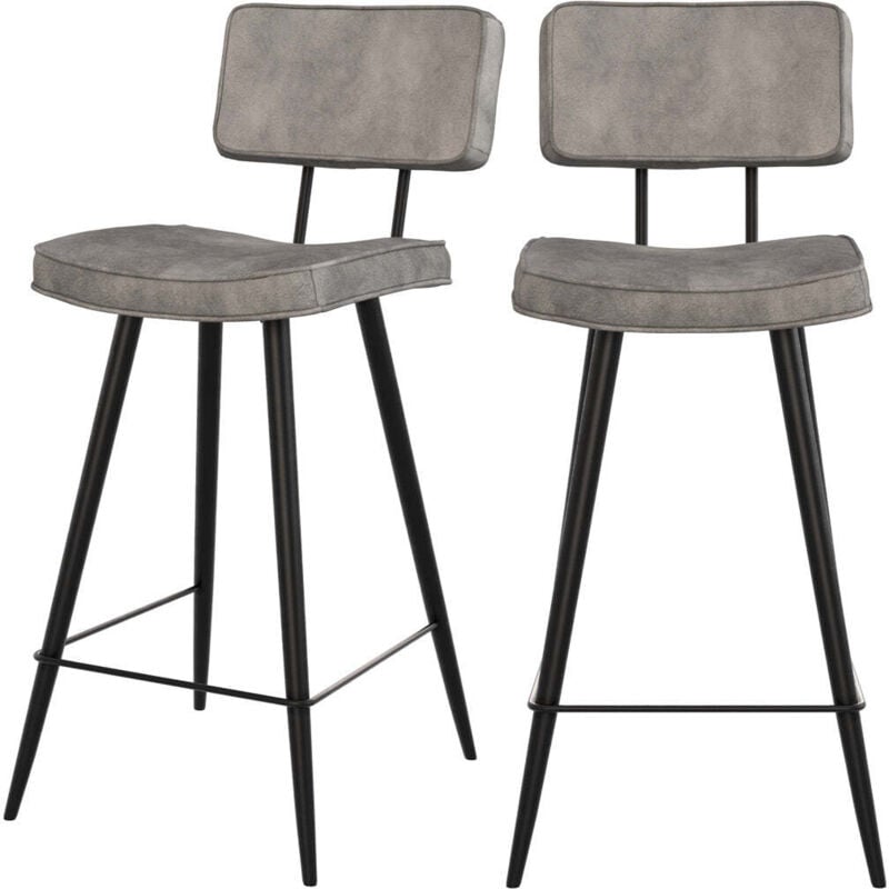 Rendez-vous Déco - Lot de 2 chaises pour îlot central 66 cm en cuir synthétique gris - texas
