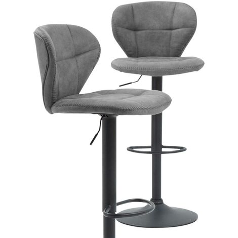 Chaise de bar vintage noire pied central réglable Isis (lot de 2)