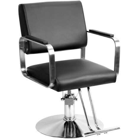 Chaise de barbier, chaise à dossier, réglable en hauteur, pivotante à 360 degrés, fixe, capacité de charge 330 livres, 53 × 47 × 100 cm, noir.