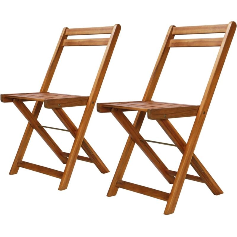 Chaises de bistro d'extérieur lot de 2 Bois d'acacia solide Vidaxl