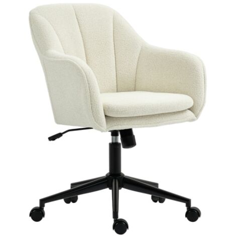 Chaise de bureau 60x63x84-94 cm, dossier courbé, pour chambre et salon - Tissu velours beige