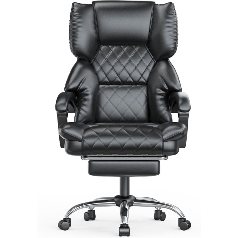 Wowttrelax - Chaise De Bureau à Dossier Haut en Cuir pu, avec Repose-Pieds, Dossier Inclinable, Siège Rembourré, Hauteur Réglable, Capacité 150 kg