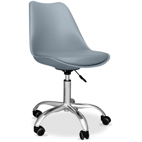 Chaise de bureau à roulettes - Chaise de bureau pivotante - Tulip Gris clair