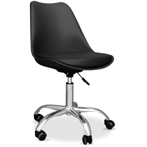 Chaise de bureau à roulettes - Chaise de bureau pivotante - Tulip Noir
