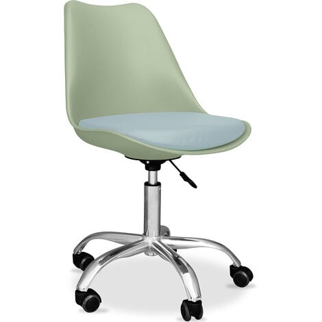 Chaise de bureau à roulettes - Chaise de bureau pivotante - Tulip Vert pastel