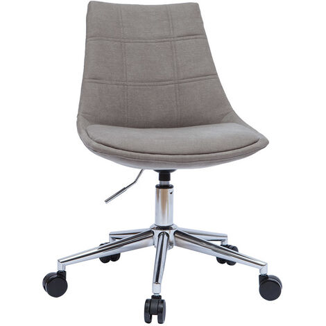 Chaise de bureau à roulettes en tissu naturel et acier chromé MATILDE - Naturel