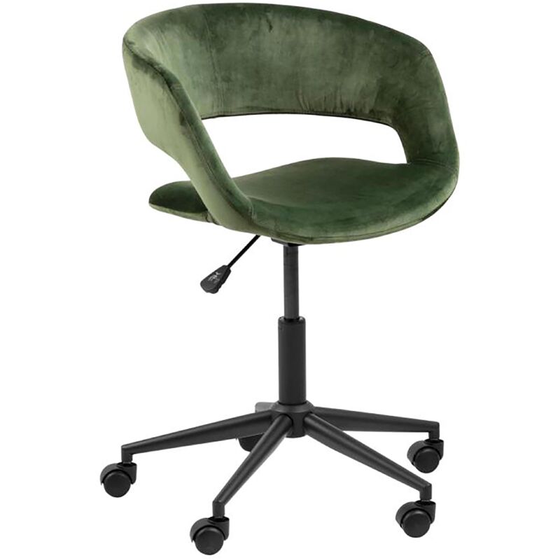 Chaise de bureau à roulettes en velours vert