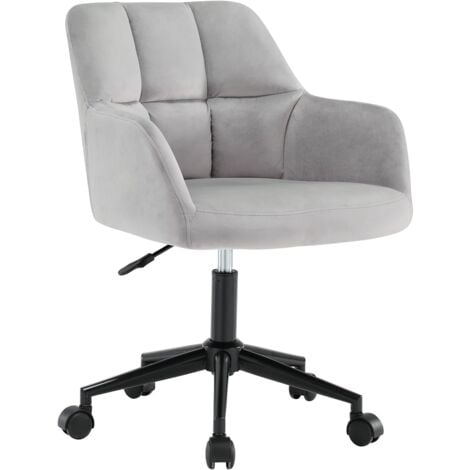 Chaise de Bureau à Roulettes Fauteuil Bureau Chaise Bureau Réglable en Hauteur à Domicile, Velours, Gris