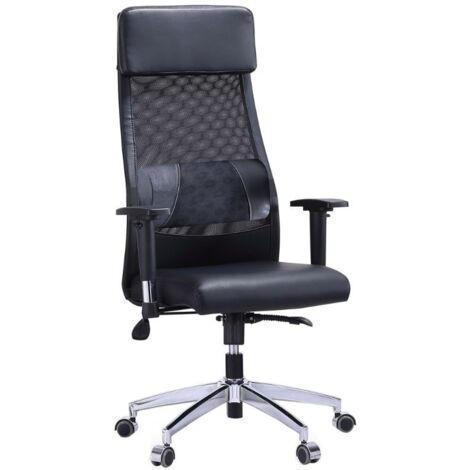 Chaise de bureau Airflow coussin de bureau coussin lombaire hauteur réglable 120-128x65x65 cm COULEUR NOIR