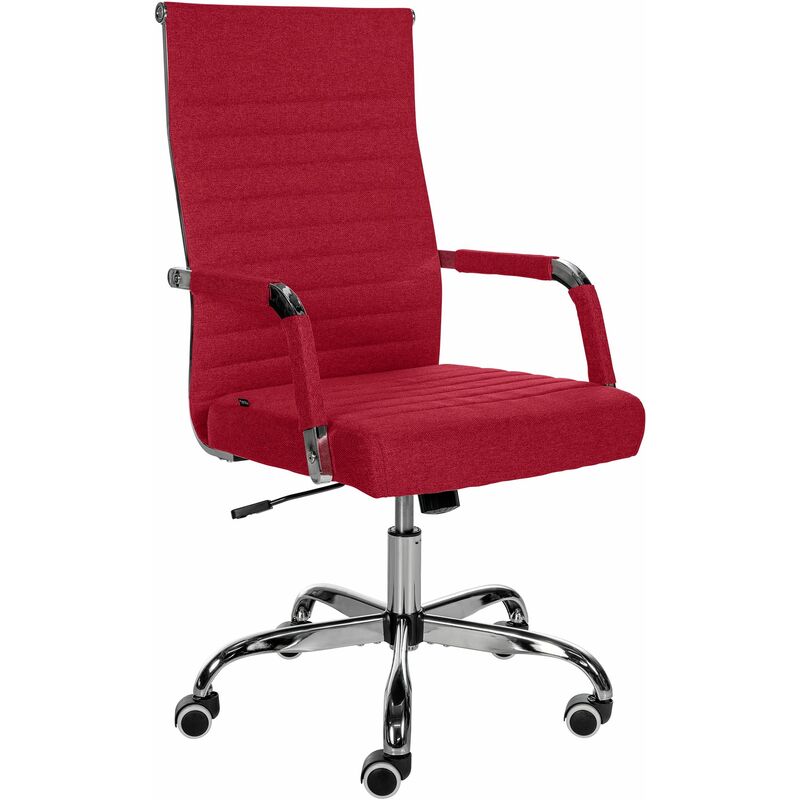 Chaise de bureau Amadora avec hauteur r&eacute;glable et Pied en m&eacute;tal rouge Tissu