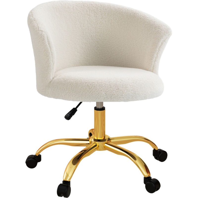 Chaise de bureau amy blanc et doré