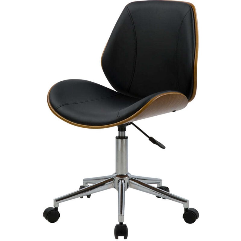 Chaise de bureau pivotante en bois en pu noir - archie