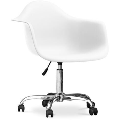 Chaise de bureau avec accoudoirs - Chaise de bureau à roulettes - Weston Blanc