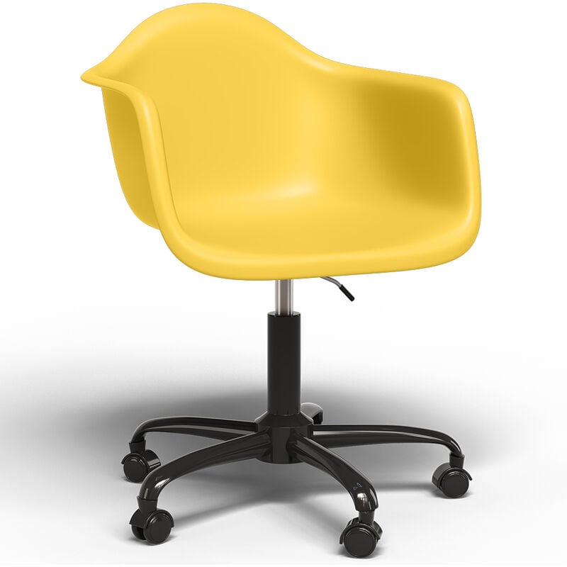 privatefloor - chaise de bureau avec accoudoirs - chaise de bureau avec roulettes - structure noire weston jaune - métal, pp - jaune