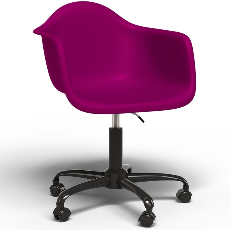 chaise de bureau avec accoudoirs - chaise de bureau avec roulettes - structure noire weston mauve - métal, pp - mauve