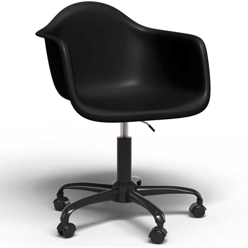 privatefloor - chaise de bureau avec accoudoirs - chaise de bureau avec roulettes - structure noire weston noir - métal, pp - noir