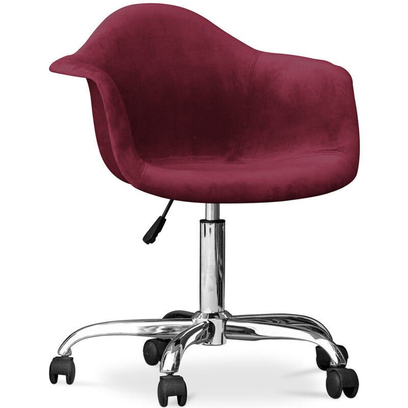Chaise de bureau avec accoudoirs - Chaise de bureau pivotante avec roulettes - Grev Rouge foncé Chaise de bureau avec accoudoirs - Chaise de bureau pivotante avec roulettes - Grev Rouge foncé